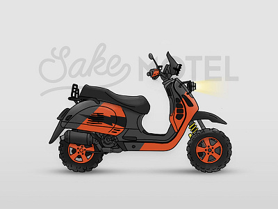 Vespa Gts enduro custom design draw enduro icon illustration motor motorbike orange retro style vespa vintage