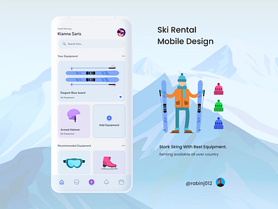 Ski rental App UI app app design cool ski ski rental ui ui design winter