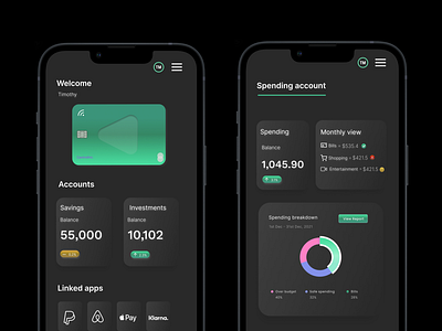 Online banking app mock up