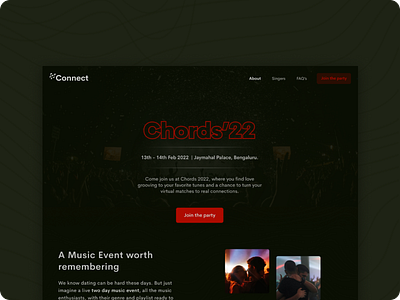 Music Event Landing Page dark landing page music responsive ui design virtual event web web design