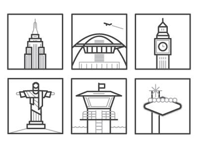 Location Icons brazil empire state building big ben icon illustration landmark las vegas san diego lax location new york city london rio