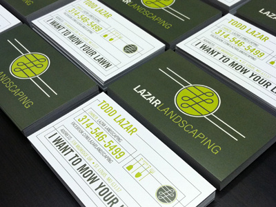 Lazar Landscaping Business Card business card landscaping green logo