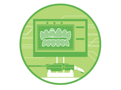 Teeth on Screen icon illustration orthodontics scanner screen teeth tooth