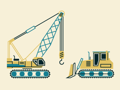 Heavy Machinery bulldozer construction crane icons infographic machines