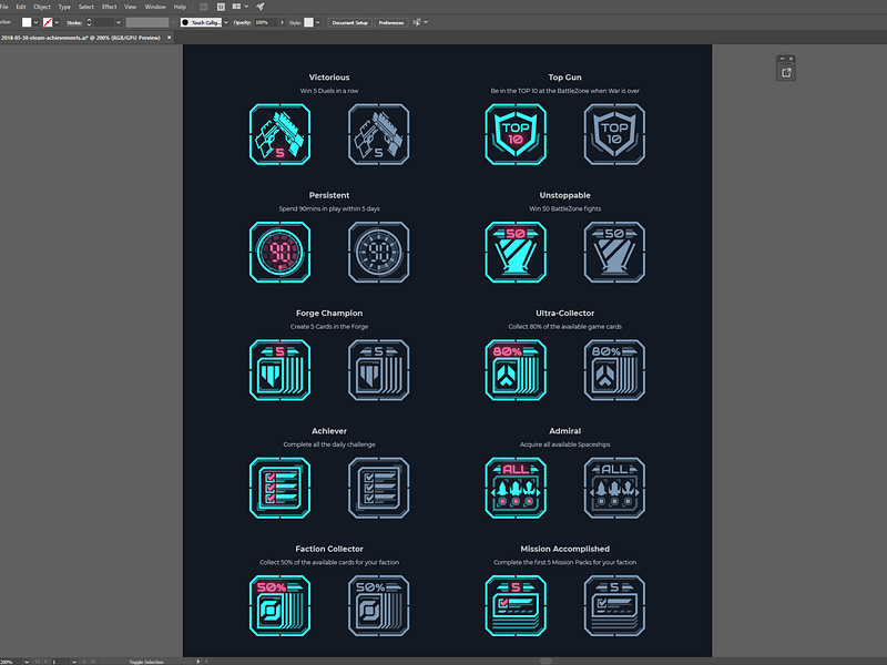 Steam achievements icons by Andrii Yepishyn on Dribbble