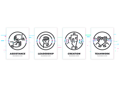 Set of icons in glitched style for team building web service app icon artacet business command design glitch glitch art glitchart graphic design icon icon design illustration illustrator leadership line linear icons team building ui vector