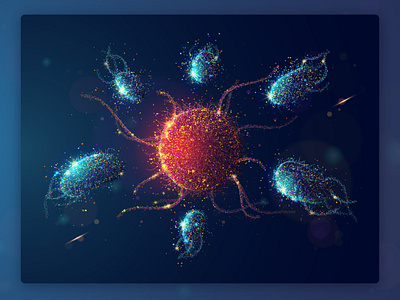 Immunity vs cancer cell. Medical related graphic illustration