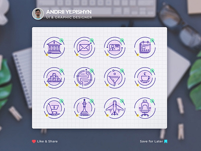 Custom set of vector icons for a web site or email