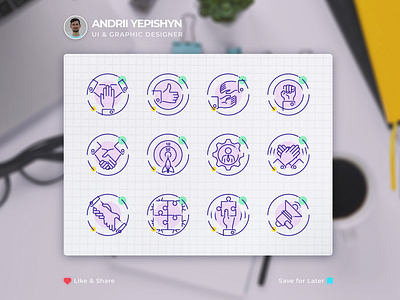 Team building. Custom set of vector icons