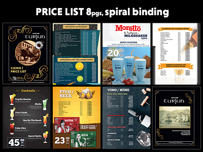 Price List 8 pgs - spiral binding adobe illustrator bars brand design coffee price list wacom intuos