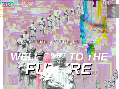 DIGITAL COLLAGE - WELCOME collage design digital gradient illustration modern outrun style vaporwave