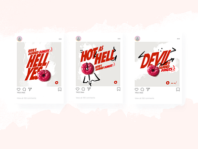 SOCIAL for Devil's Damned Donuts brand identity branding design digital donuts illustration instagram instagram post social media style