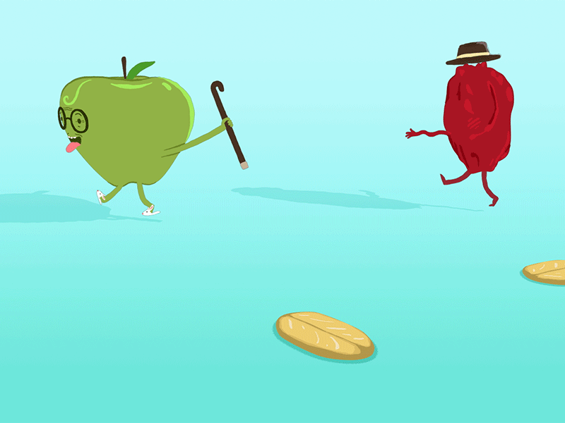 Fruit Chase 3d animation apple cel character chase cranberry design draw granny mcdonalds spacejunk