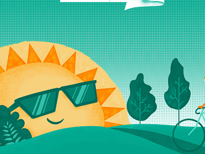 Get the cool sunshine bikes circles cool design illustration lines ride sun sunglasses sunshine trees