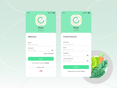 Login / Register app design design diet app login register ui