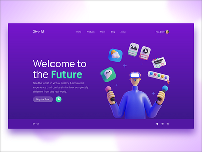 Virtual Reality Lens - Product - Landing Page 100 days of design 100 days of ui 3d clean design clean ui daily 100 challenge daily ui dailyuichallenge design ecommerce electronic shopping future prospects home screen homepage design landing page purple gradient ui