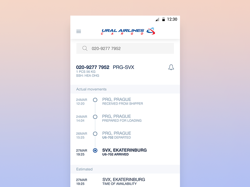 Tracking Air Cargo, UralAirlinesCargo tracking air cargo plane material design cargo ural airlines android airport airplane tracking