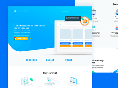 Landing page for another.site, chrome extension. another chrome extension extension landing landing page similar ui