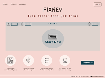 Learn typing with Fixkey - Landing Page design design figma landing page design minimal ui ux web