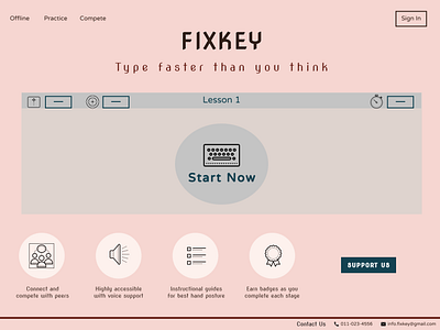 Learn typing with Fixkey - Landing Page design