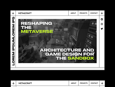 The Sandbox Game Design Company Landing 3d about brutalism brutalist font footer grid landing landing page metaverse neon neon green nft the sandbox