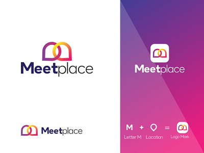 Meetplace Mockup 3d branding colour logo design design graphic design graphics design illustration location logo m letter meet ui unique logo design