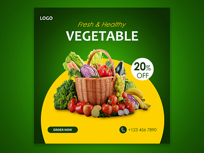 Fresh and healthy vegetable or organic food social media post