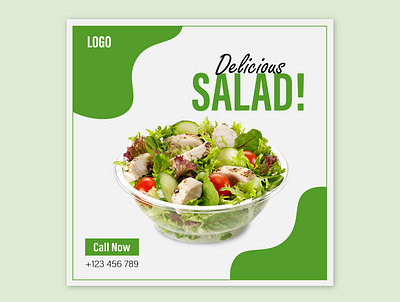 Delicious salad and diet food social media post design template delicious diet food graphic design media post salad social
