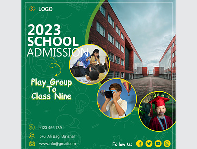 School admission 2023 social media post design template 2023 admission media post school social