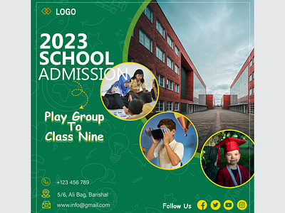 School admission 2023 social media post design template