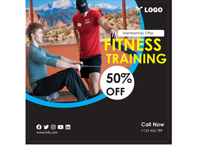 Fitness Training membership offer social media post design fitness graphic design membership offer post social media training