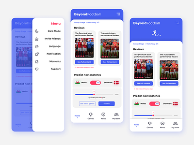 Beyond Football application UI app application design football interface news uidesign userinterface ux webdesign