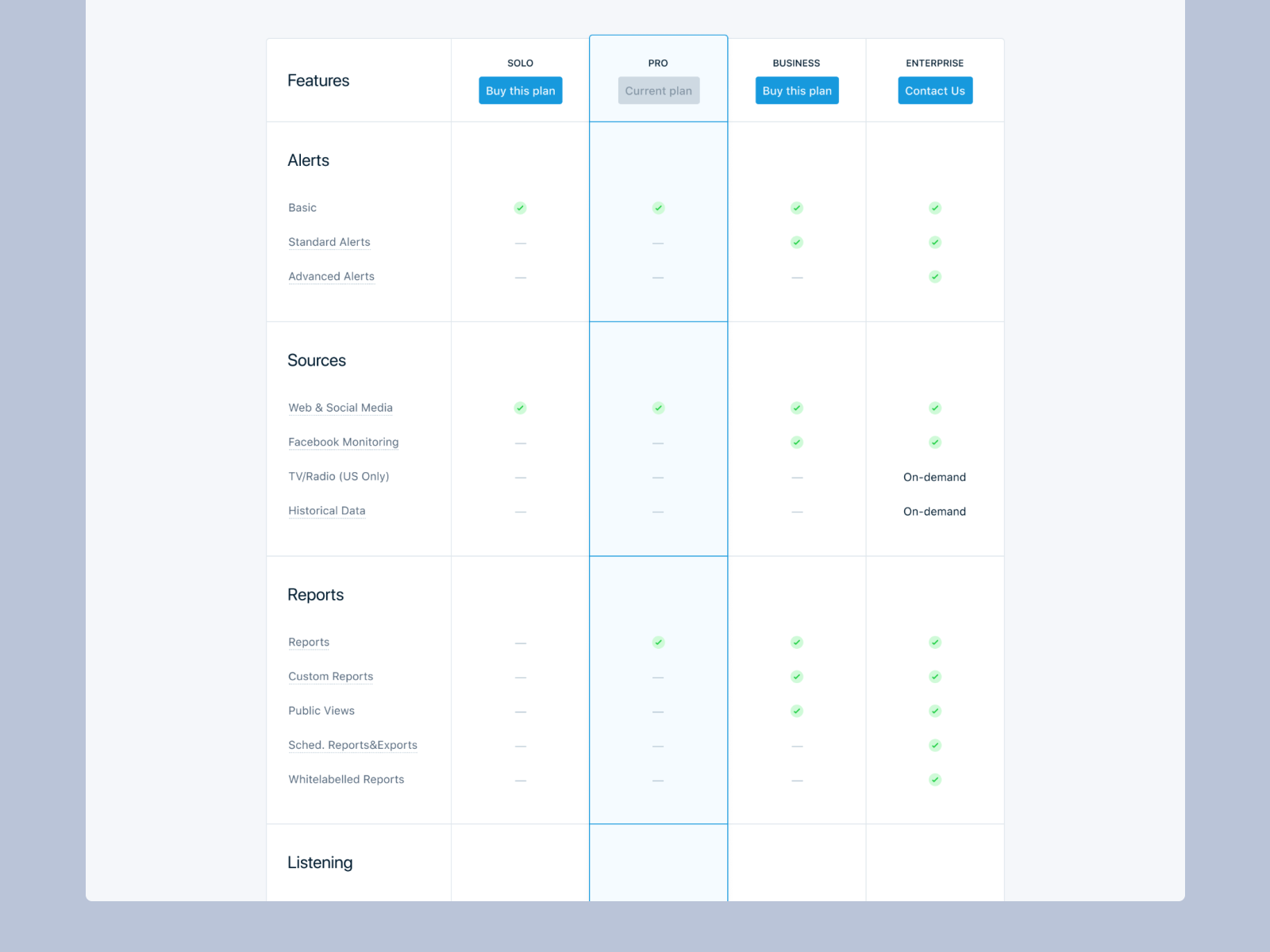 Pricing Plan Product Page by Giovanni Xu on Dribbble