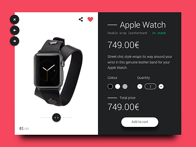 Product Card apple watch design flat interface material design minimal product product page shadow ui user interface webdesign