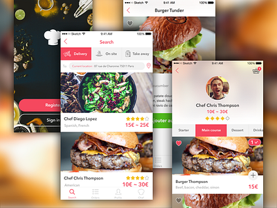 Chef App for iOS apple clean design flat interface ios ios app minimal sketch ui user interface webdesign