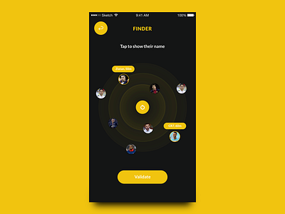 Find the nearest people application clean dark design find gradient interface ios ios app minimal ui user interface