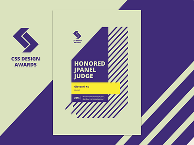 CSS Design Awards - Judge Certificate award concept design interface judge portfolio ui user interface userinterface ux webdesign website