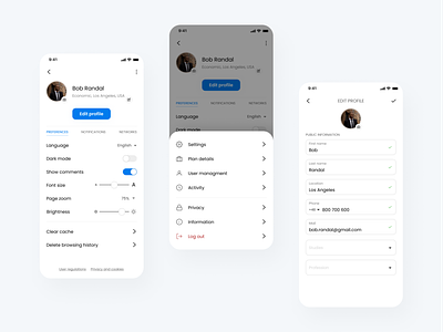 Social media app - settings