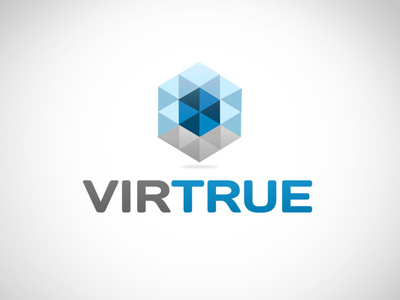 Virtrue blue brand logo triangle v