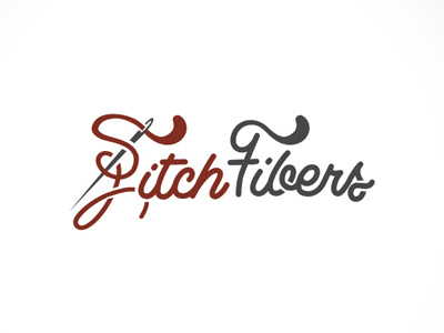 FitchFibers logo logotype needle red sewing typography