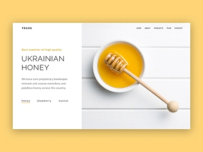 Trade Home Page blueberry clean export food home page honey simple slider trade walnut white yellow