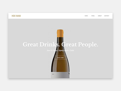 Ice Bar bar bottle clean drinks home page minimal simple typography wine