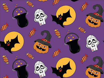 Halloween Creatures abstract pattern backdrops backgrounds design floral patterns illustration logo prints