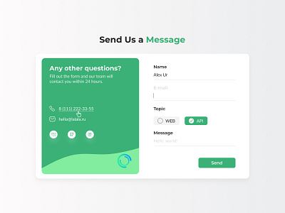 Contact Form app contact form design form link message topic ui ux