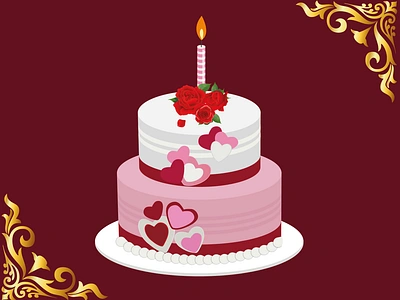 2 Tier Valentine Cake 2 tier cake illustration artwork birthday cake template buttercream frosting cake decoration creative decorated birthday vector cake decorated cream cake graphic design illustration illustrator layer cake drawing layer cake vector pastry cake valentine cake design vector vector art vector design