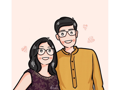 Cartoon Portrait of Siblings