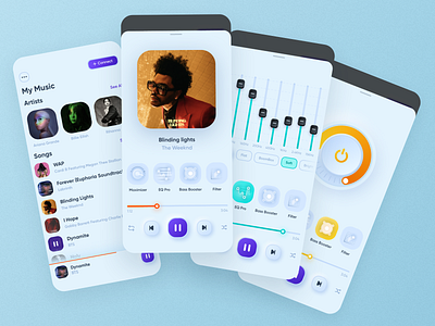 Music Equalizer - Mobile App albums app clean design equalizer filter guidlines import interface ios minimal mobile music neumorphism play player pop up ui ui kit ux