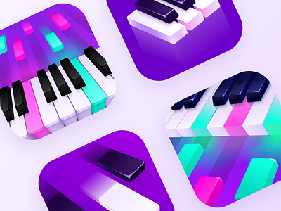 Mobile App Icons - Piano app app icon icon illustration ios keyboard keyshot mobile music piano tiles