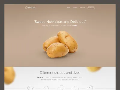 Potato landing page clean funny landing page minimalistic potato potatoes product page simple ui visual design web website