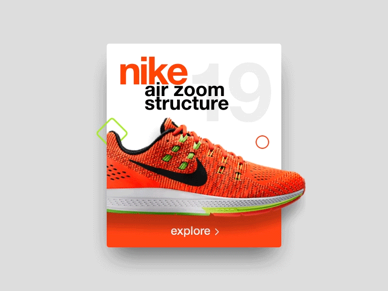 Nike shoe card design animation card design interaction nike parallax shoe shoes ui